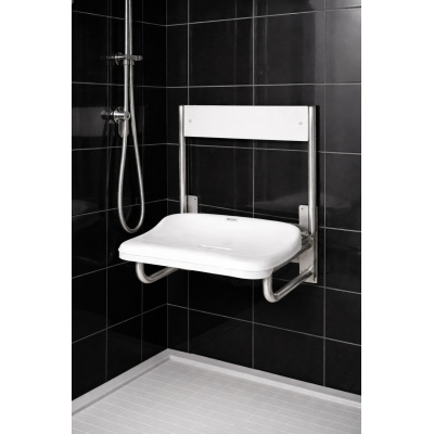 SPU KO plus -  siodełko uchylne prysznicowe z oparciem nierdzewne ko.